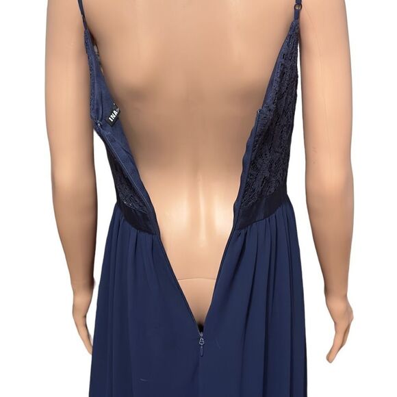 INA (i:na) Navy Lace Spaghetti Strap Long Gown - Picture 12 of 16